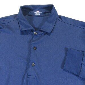 Fairway & Greene Mens‎ Long Sleeve Polo Shirt XL Navy Blue Made in USA Stretch